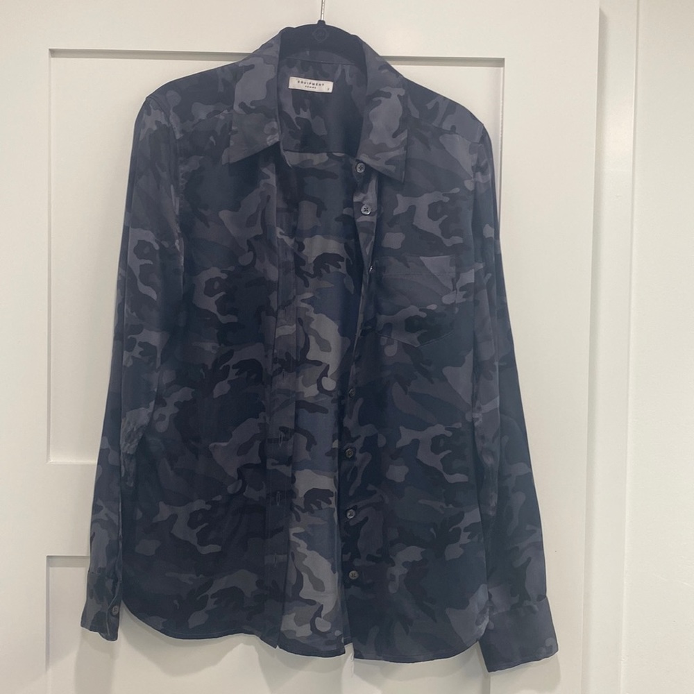 Equipment Dark Camo Silk Blouse - Size S